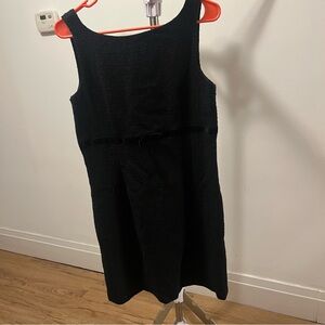 GAP Black Tweed Wool Sleeveless Dress size 6 velvet bow detail